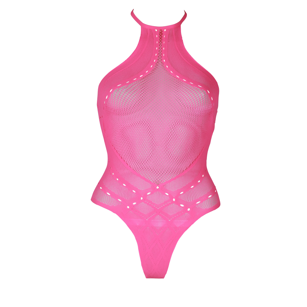 Körper mit Halter Neck - Plus Size - Neon Pink