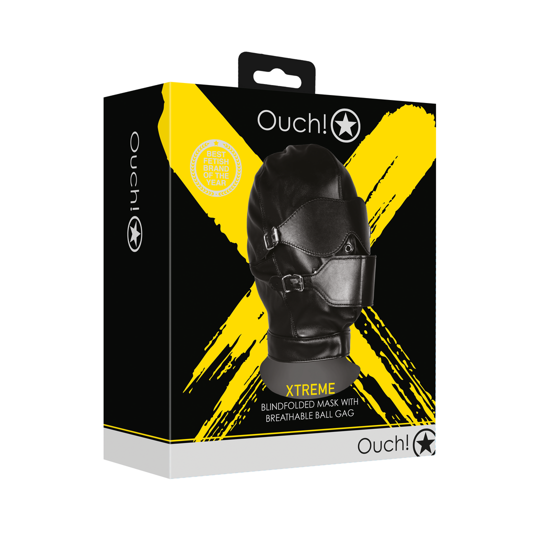 Blindfolded Maske mit atmungsaktivem Ballknebel - Schwarz