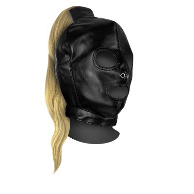 Maske mit blonden Pferdeschwanz - Schwarz