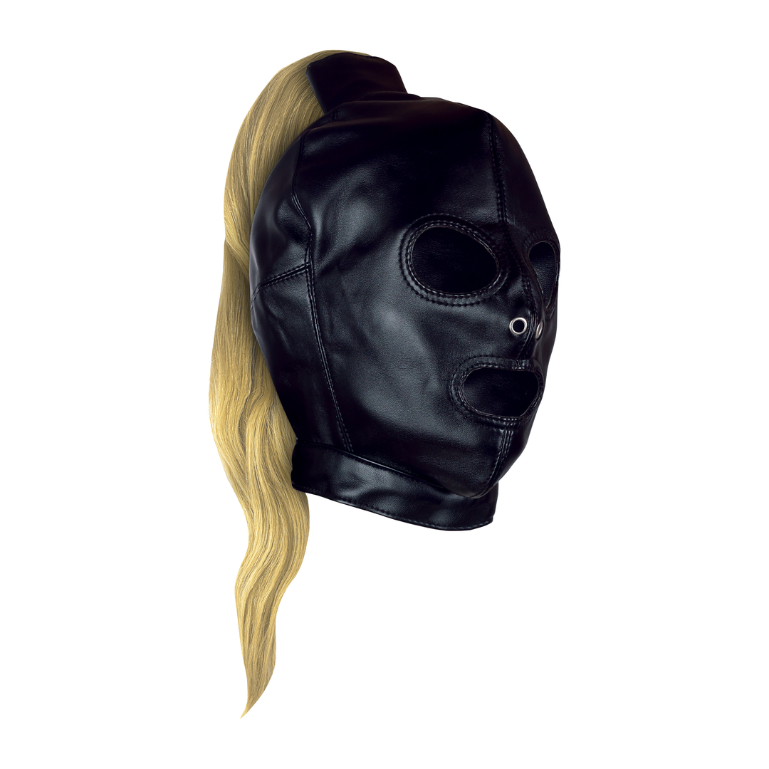 Maske mit blonden Pferdeschwanz - Schwarz