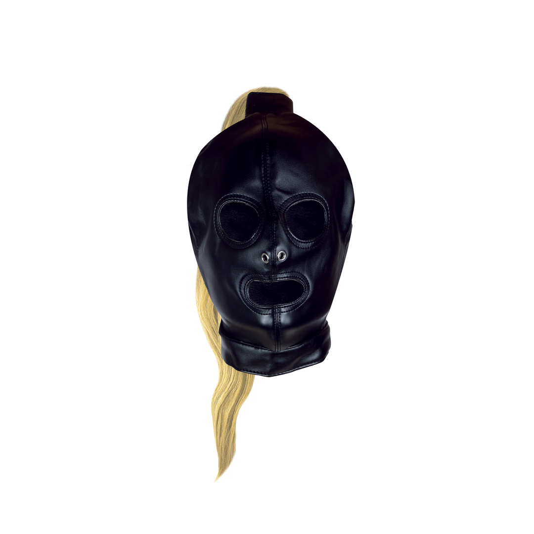 Maske mit blonden Pferdeschwanz - Schwarz