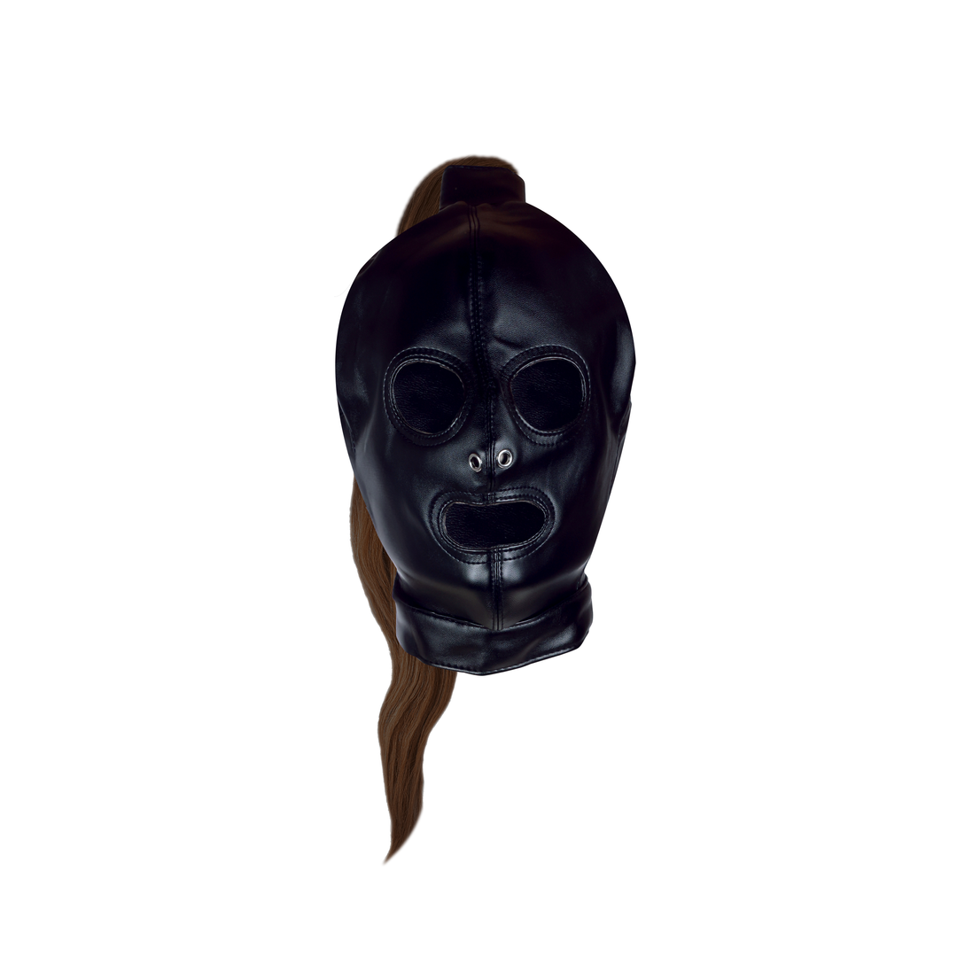 Maske mit braunem Pferdeschwanz - schwarz