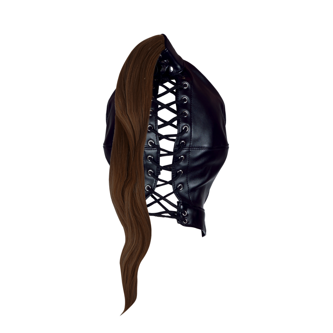 Maske mit braunem Pferdeschwanz - schwarz