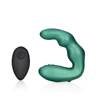 Gebogener Vibrationsprostata-Massager mit Fernbedienung - Metallic Grün