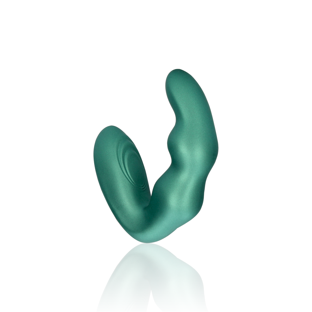 Gebogener Vibrationsprostata-Massager mit Fernbedienung - Metallic Grün