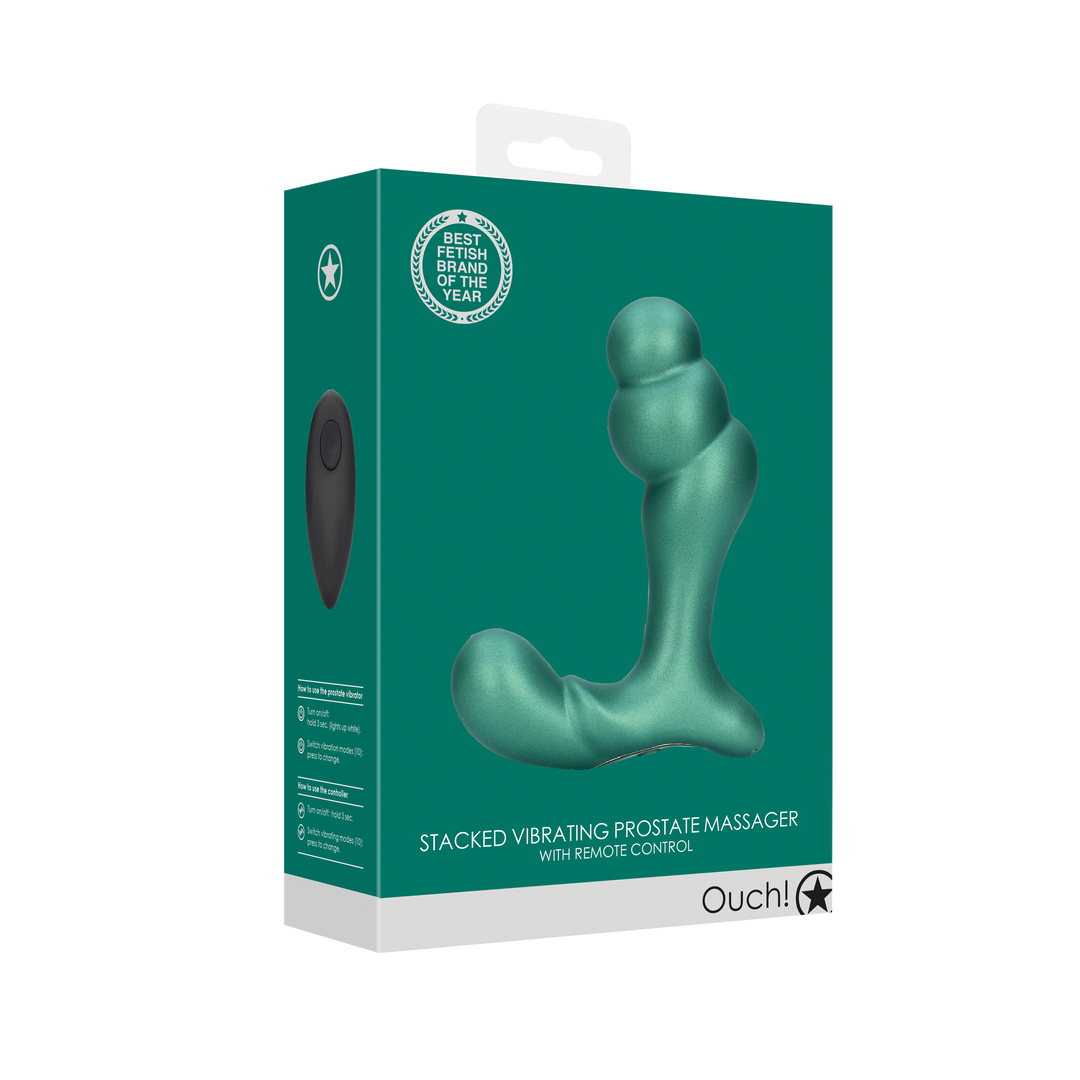 Gestapelter Vibrations-Prostatamassager mit Fernbedienung - Metallic Grün
