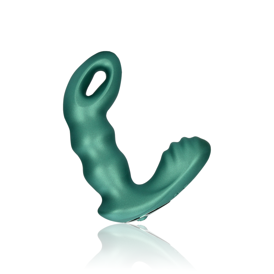 Perlenvibrierender Prostatamassager mit Fernbedienung - Metallic Grün