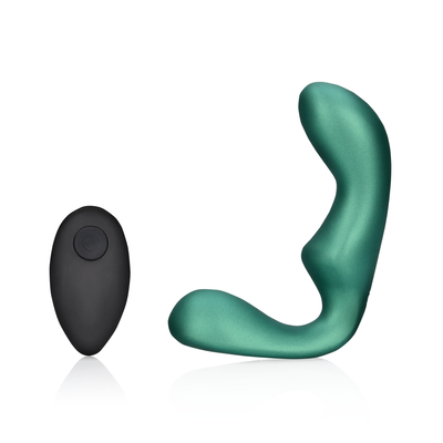 Spitzes vibrierendes Prostatamassagegerät mit Fernbedienung - Metallic Grün