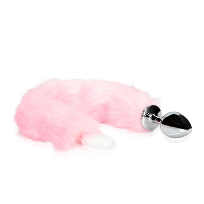 Leuchtender Fuchsschwanz mit Metall Butt Plug - Pink