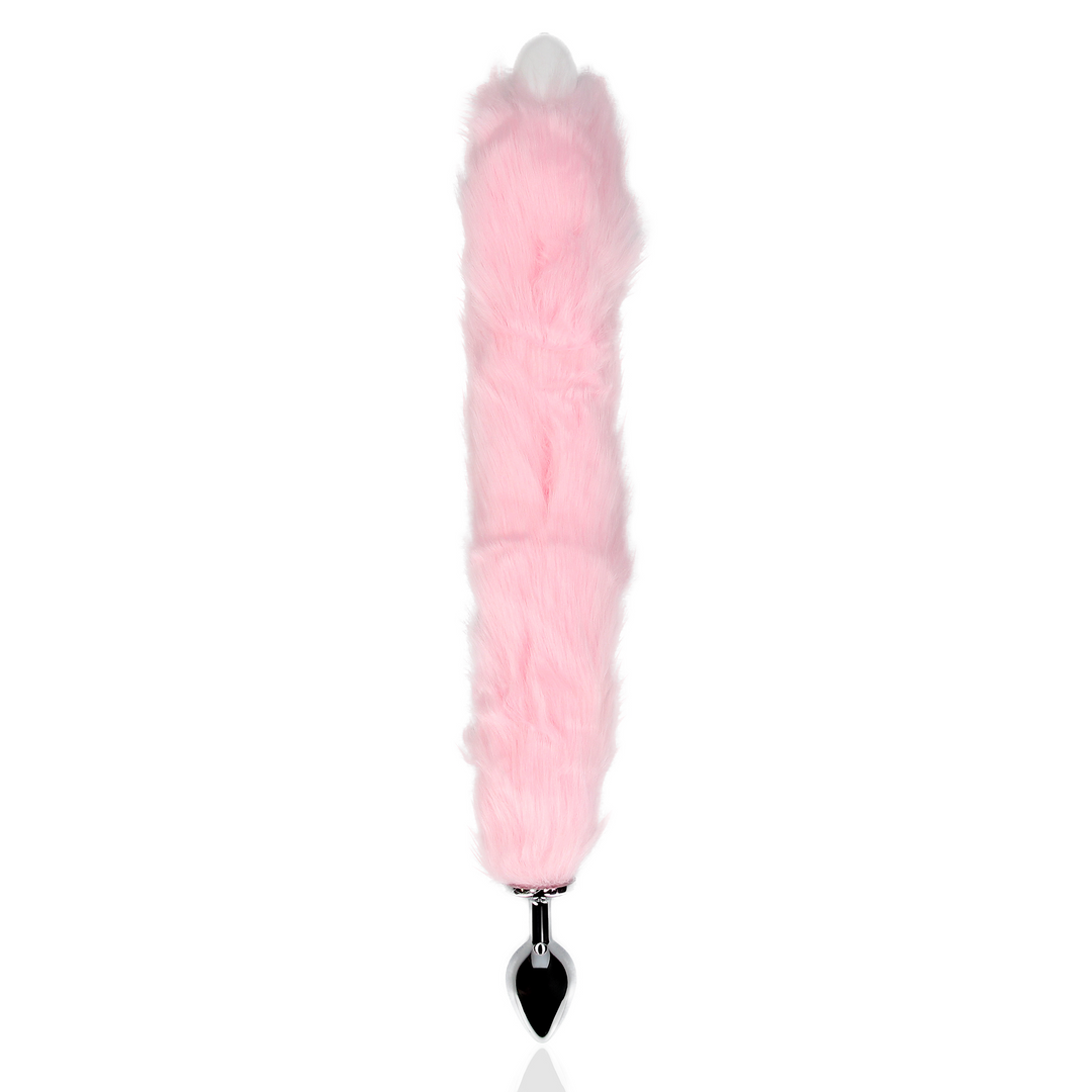 Leuchtender Fuchsschwanz mit Metall Butt Plug - Pink