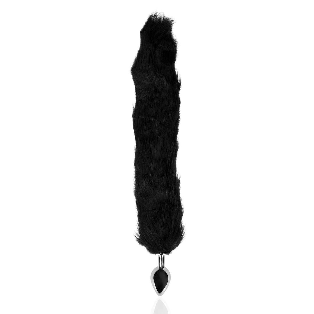 Fuchsschwanz mit Metall Butt Plug - Schwarz