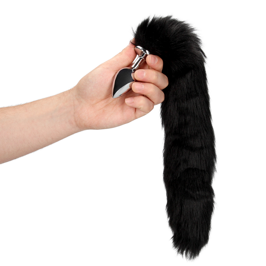 Fuchsschwanz mit Metall Butt Plug - Schwarz