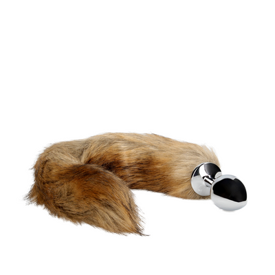 Fuchsschwanz mit Metall Butt Plug - Braun