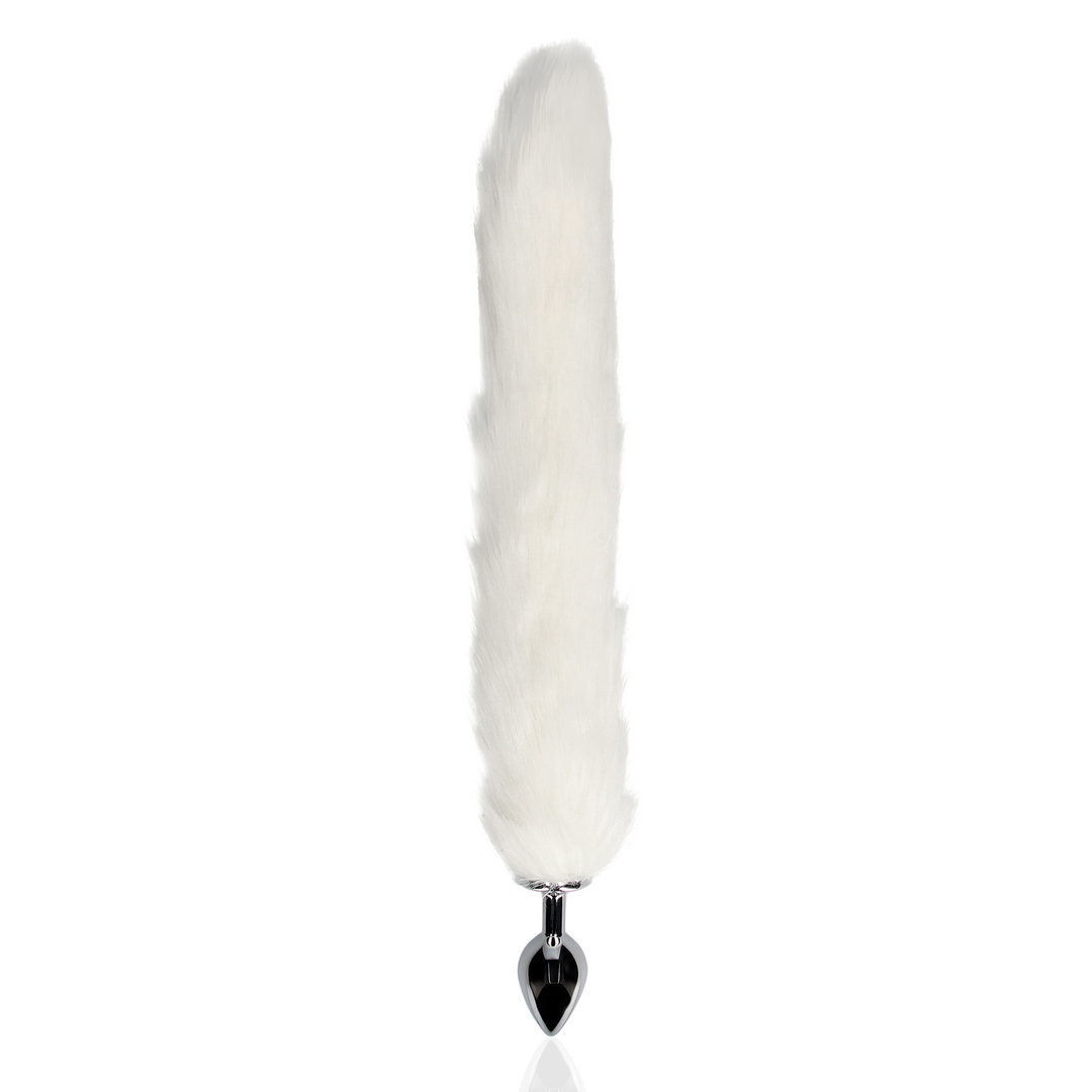Fuchsschwanz mit Metall Butt Plug - Weiß