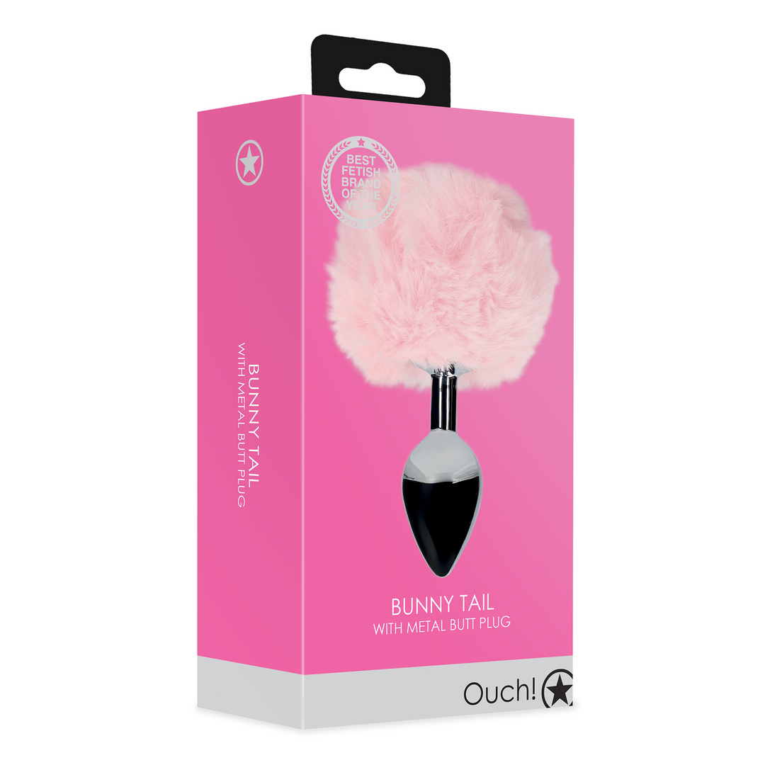 Hasen Schwanz mit Metall Butt Plug - Pink