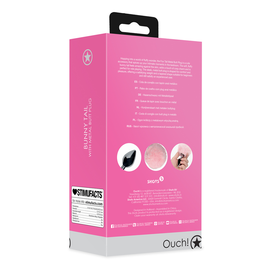 Hasen Schwanz mit Metall Butt Plug - Pink