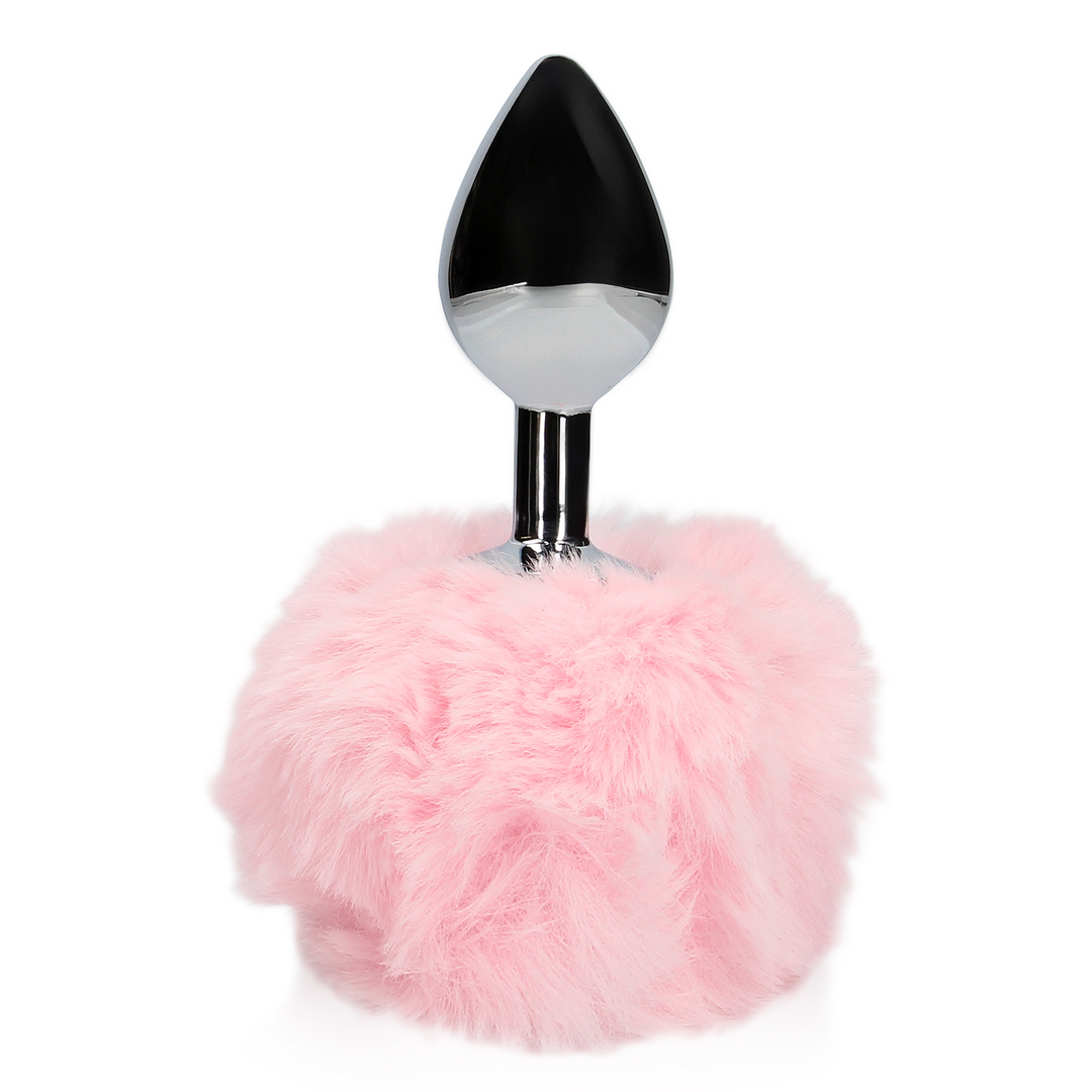 Hasen Schwanz mit Metall Butt Plug - Pink