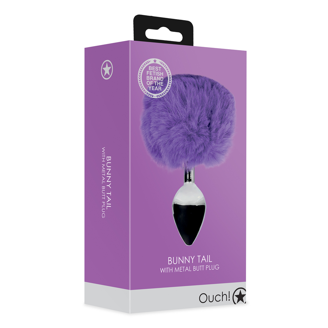 Hasen Schwanz mit Metall Butt Plug - Violett
