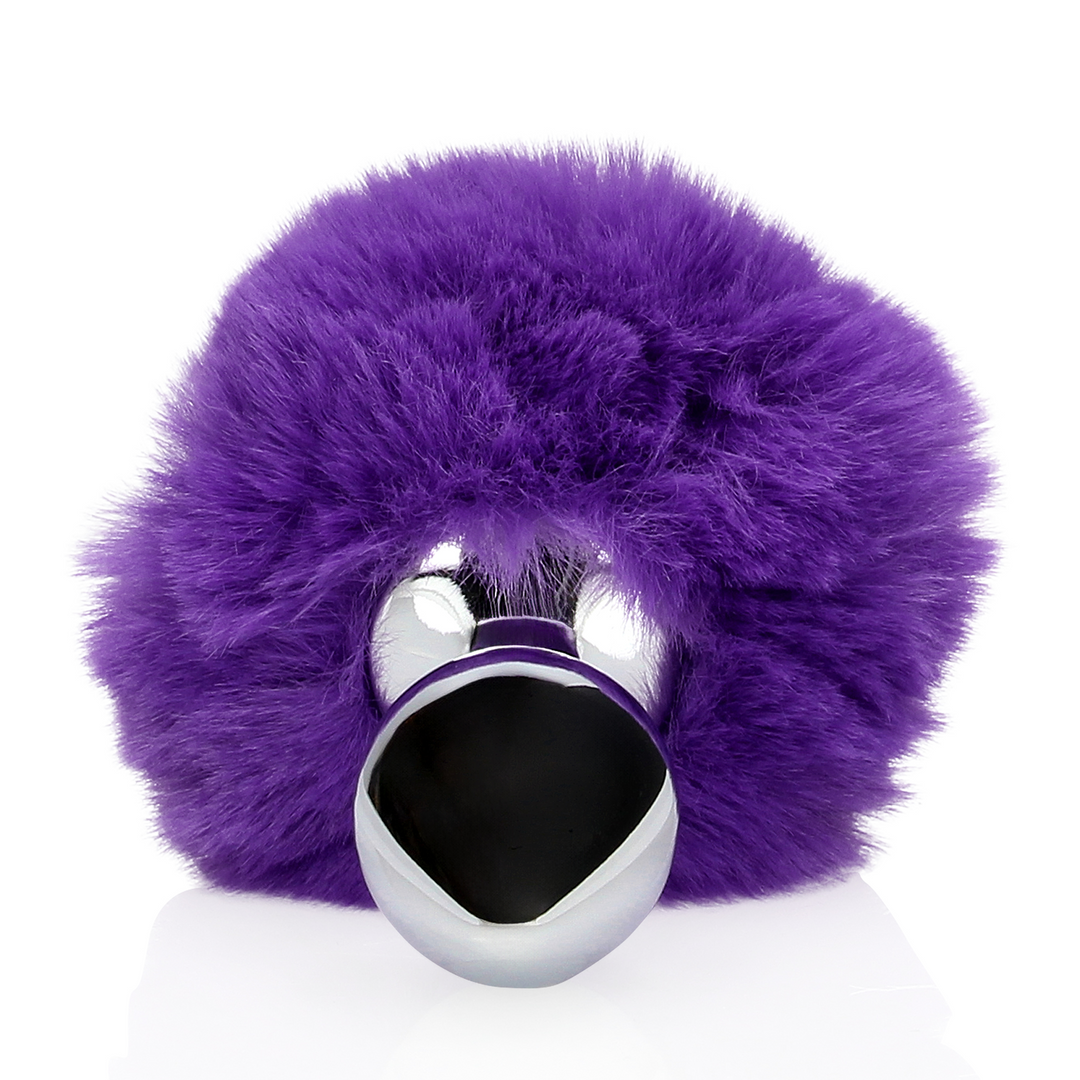 Hasen Schwanz mit Metall Butt Plug - Violett