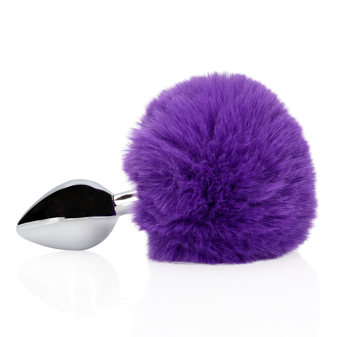 Hasen Schwanz mit Metall Butt Plug - Violett