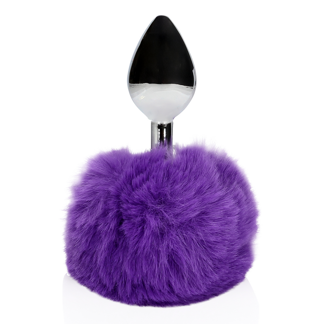 Hasen Schwanz mit Metall Butt Plug - Violett