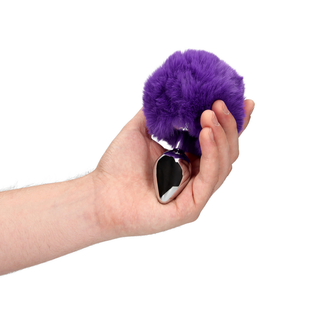 Hasen Schwanz mit Metall Butt Plug - Violett