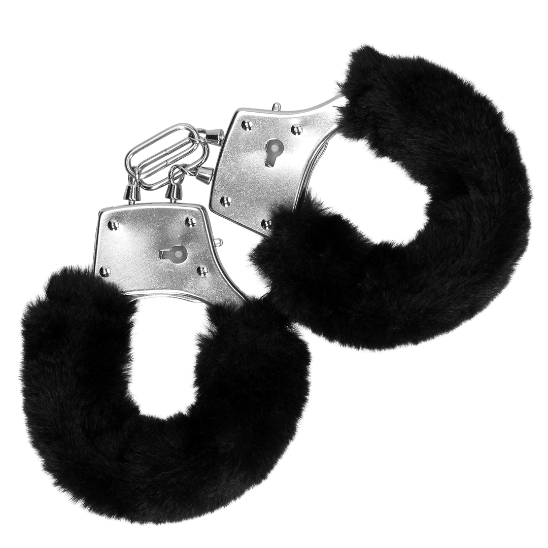 Pelzige Handschellen - Schwarz