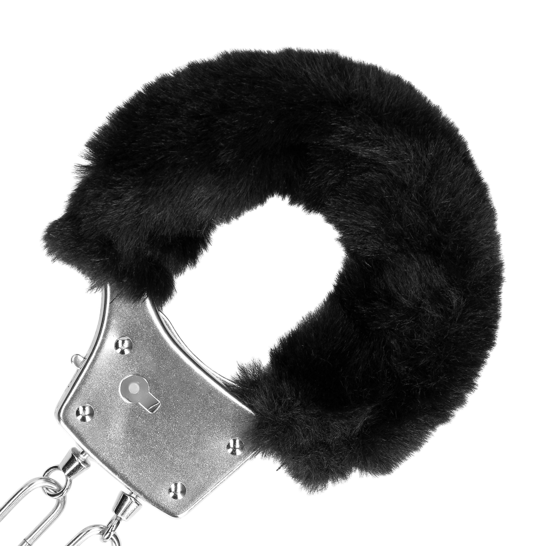 Pelzige Handschellen - Schwarz