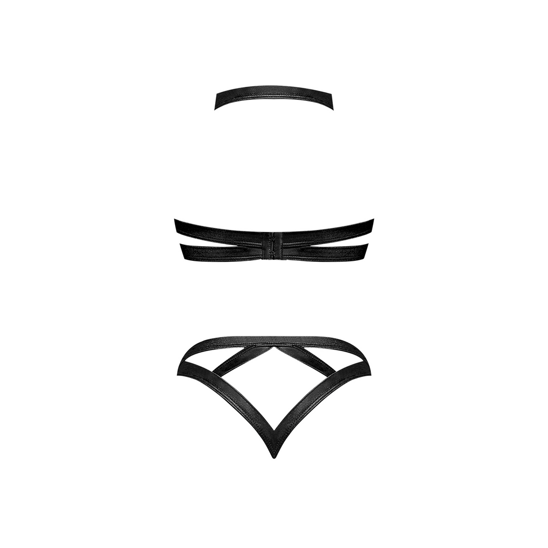 Concordia - Sexy Imitationleder-BH und Panties mit Nieten - 2X