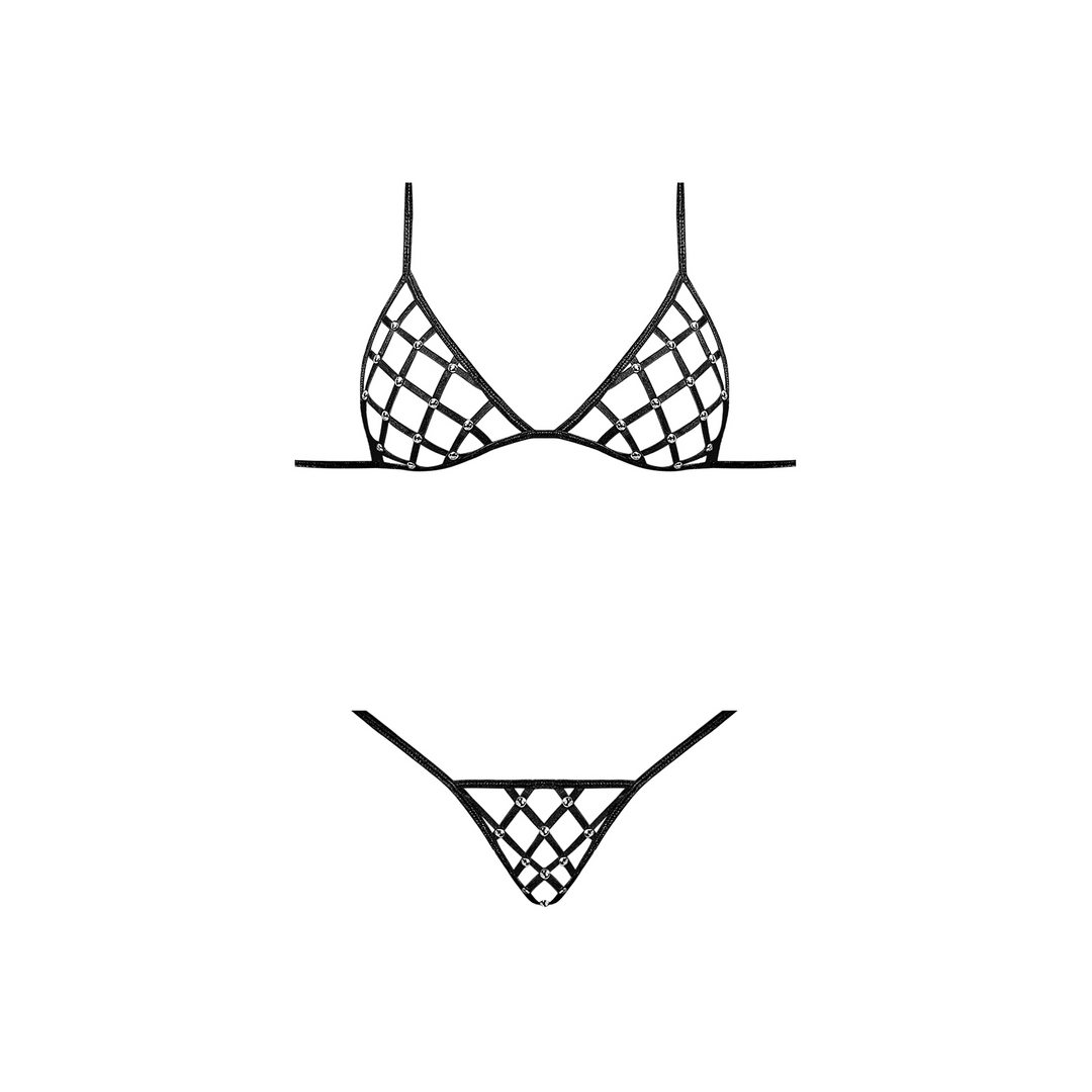 Orthia - Sexy Imitation Netz Set mit BH und G-String - 2X