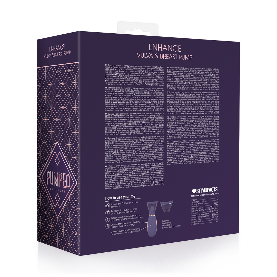 Enhance - Wiederaufladbare Vulva- und Brustpumpe - Lila