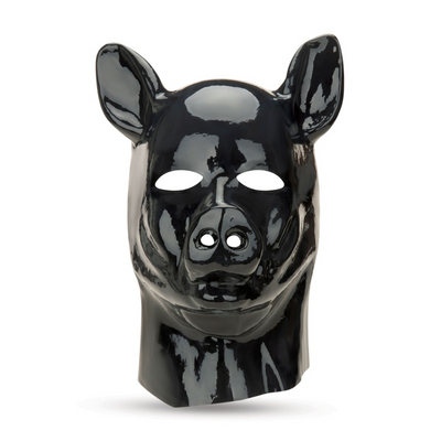 Latex Schweinehaube - Schwarz