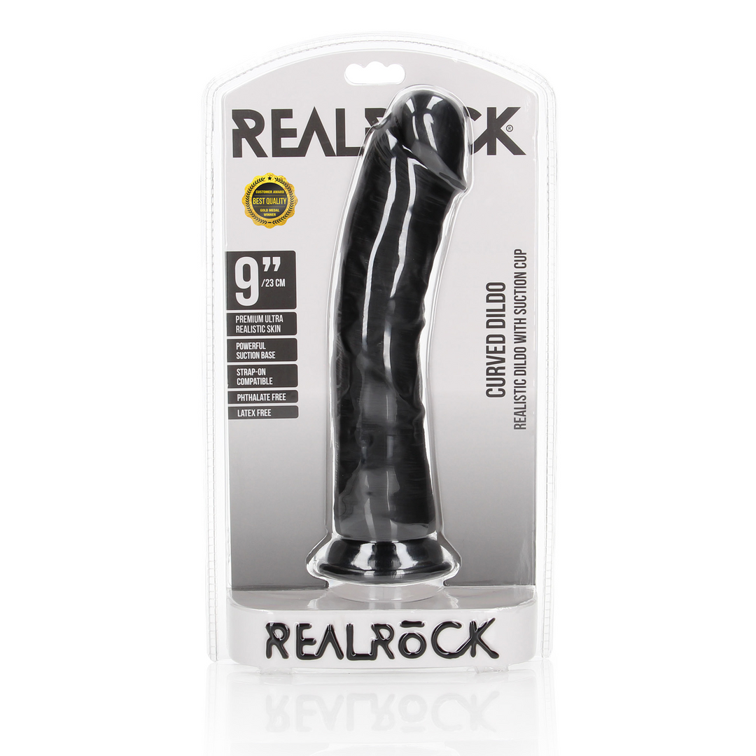 Gebogener realistischer Dildo mit Saugfuß - 9 / 23 cm