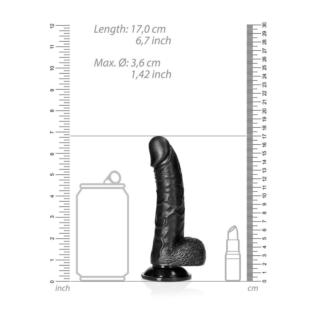 Gekrümmter realistischer Dildo mit Balls und Saugnapf - 6 / 15,5 cm