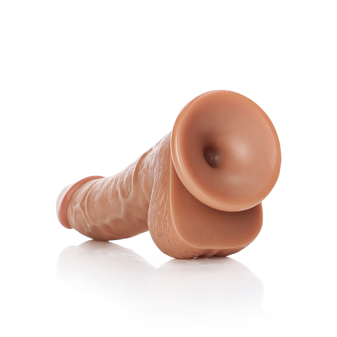 Gekrümmter realistischer Dildo mit Balls und Saugfuß - 6 / 15,5 cm