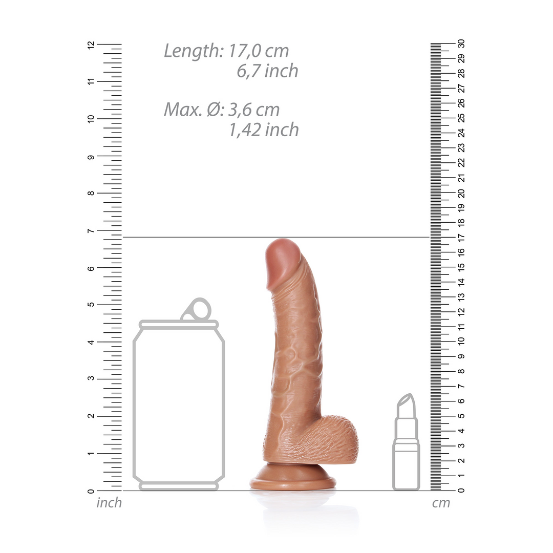 Gekrümmter realistischer Dildo mit Balls und Saugfuß - 6 / 15,5 cm