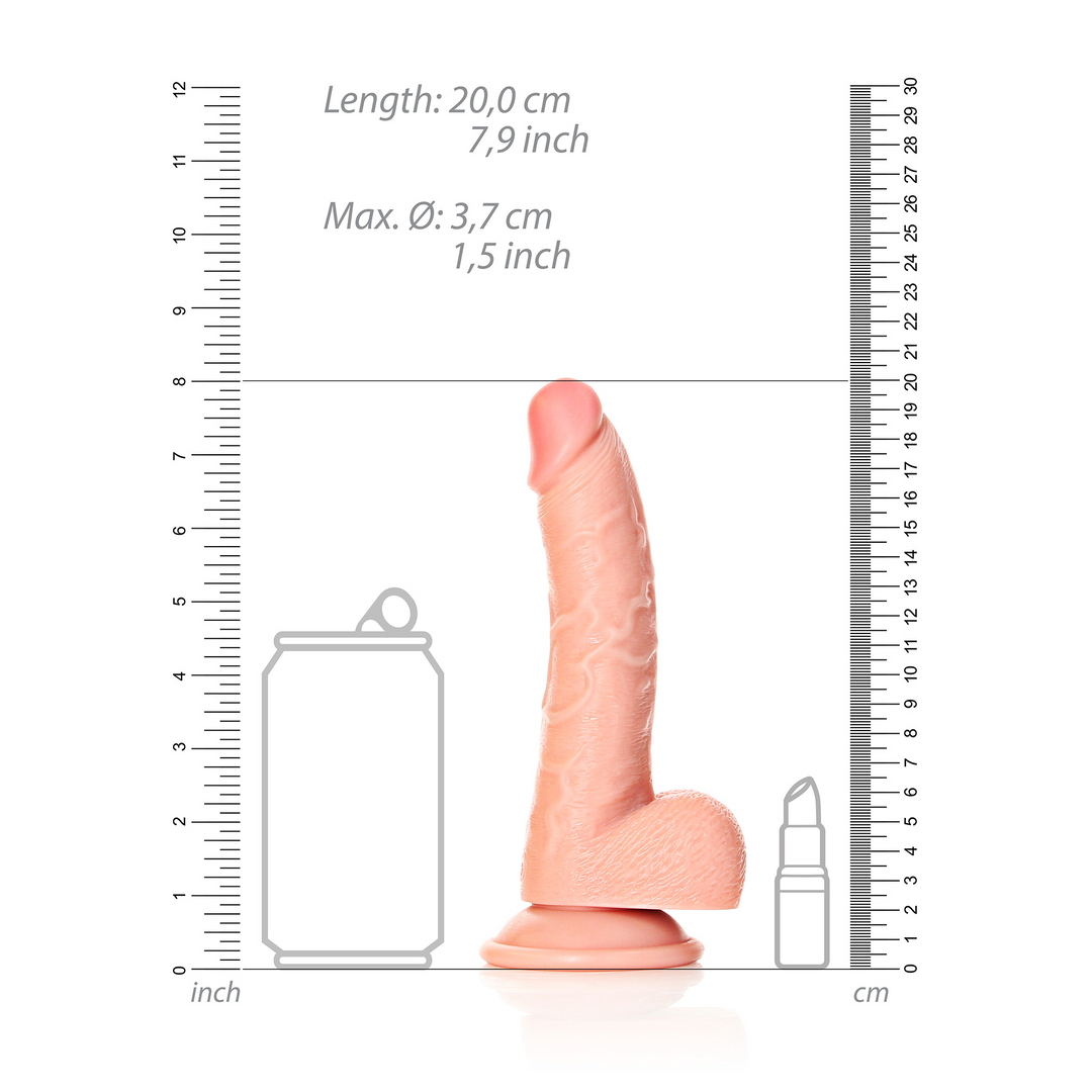 Gekrümmter realistischer Dildo mit Balls und Saugnapf - 7 / 18 cm