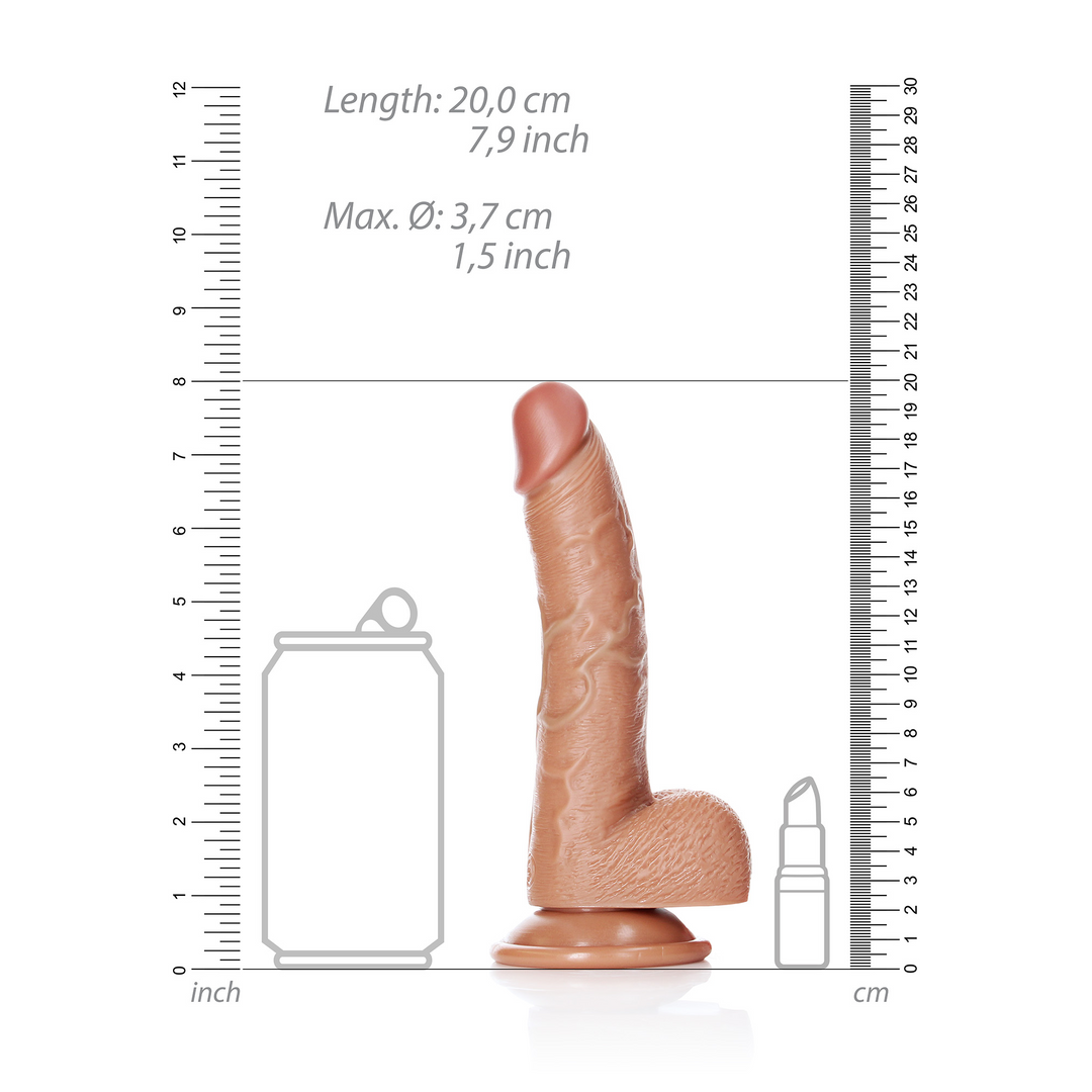 Gekrümmter realistischer Dildo mit Balls und Saugnapf - 7 / 18 cm
