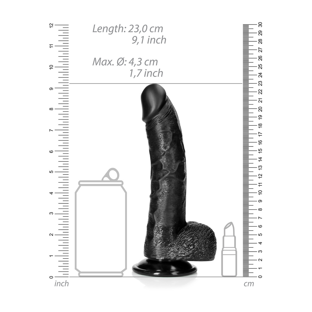 Gekrümmter realistischer Dildo mit Balls und Saugfuß - 8 / 20,5 cm