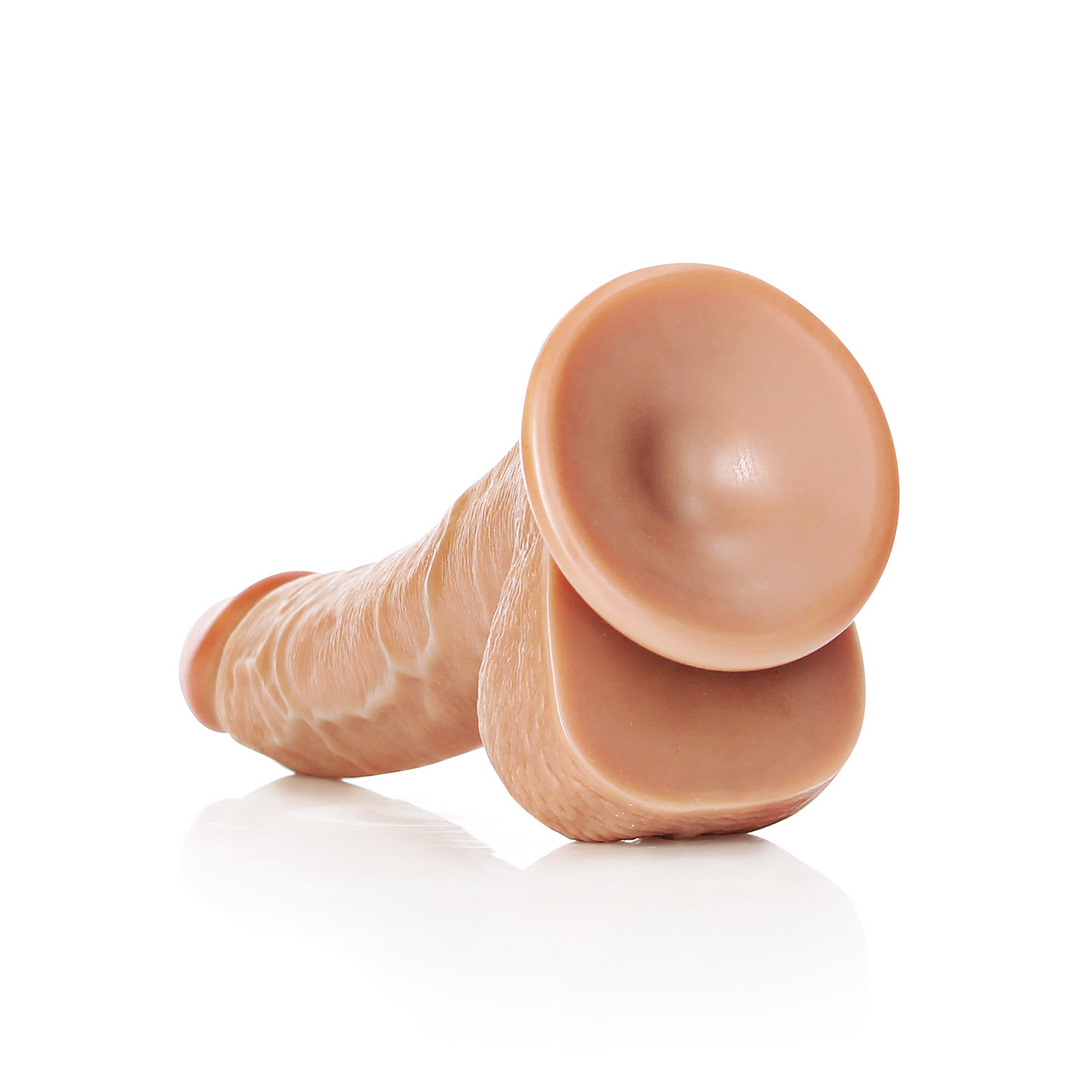 Gebogener realistischer Dildo mit Balls und Saugpunkt - 8 / 20,5 cm