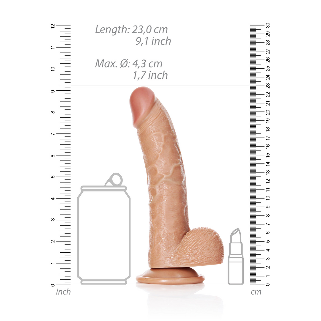 Gebogener realistischer Dildo mit Balls und Saugpunkt - 8 / 20,5 cm