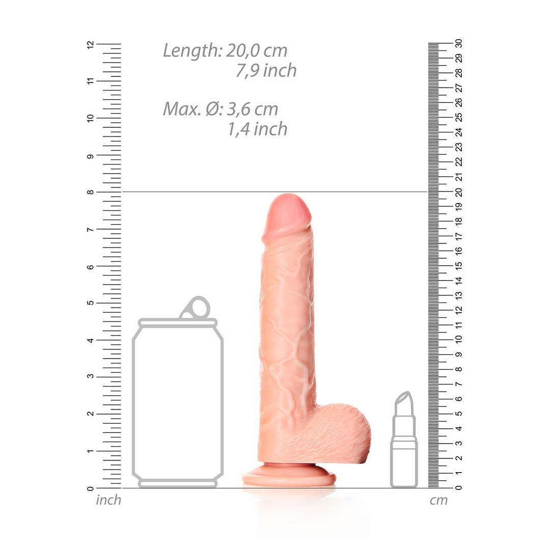 Gerader realistischer Dildo mit Hoden und Saugnapf - 7 / 18 cm