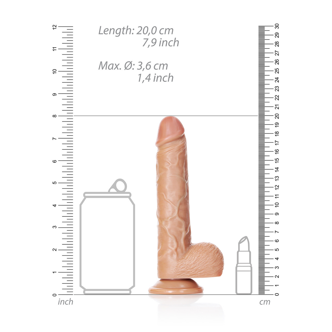 Gerader realistischer Dildo mit Balls und Saugbecher - 7 / 18 cm