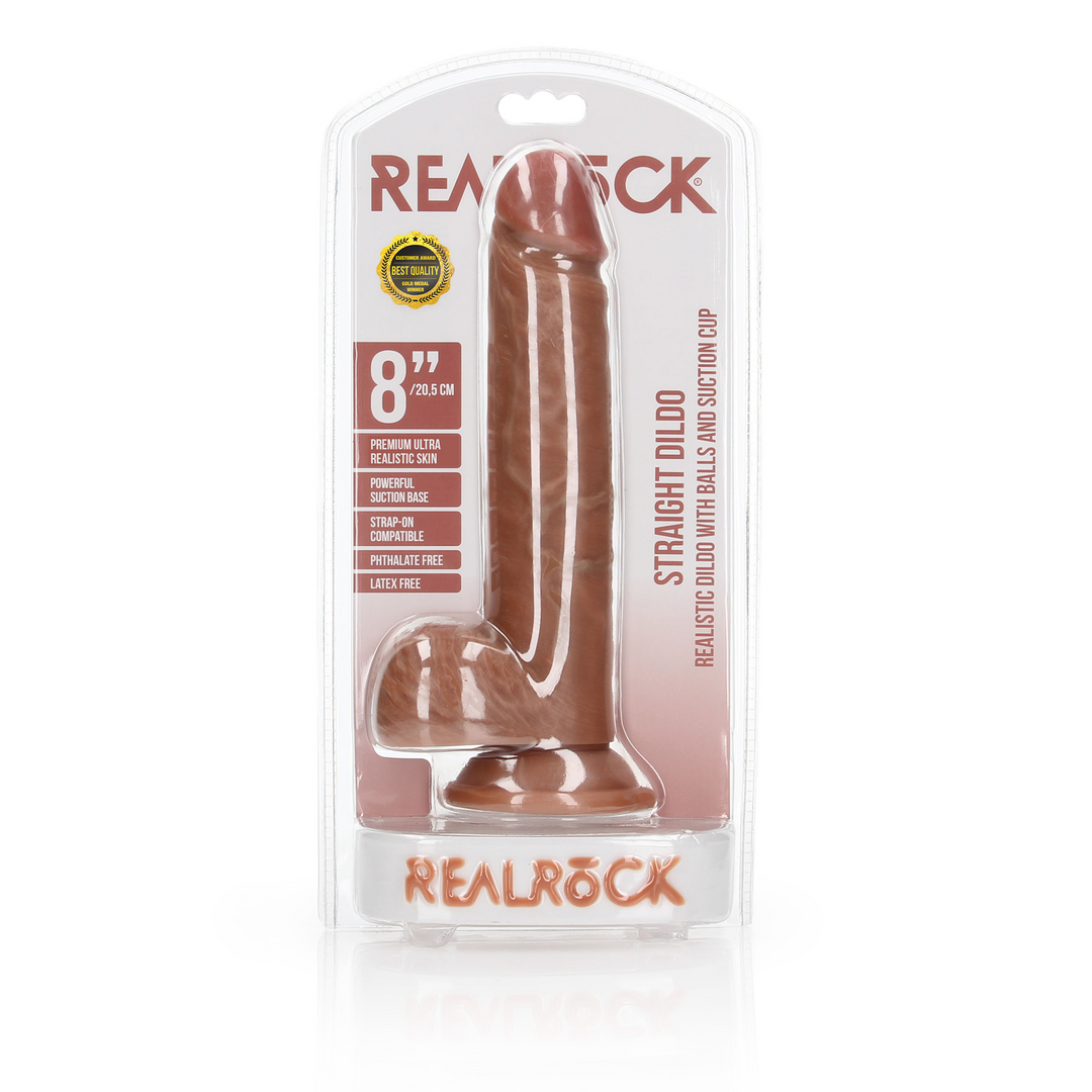 Gerader realistischer Dildo mit Balls und Saugfuß - 8 / 20,5 cm