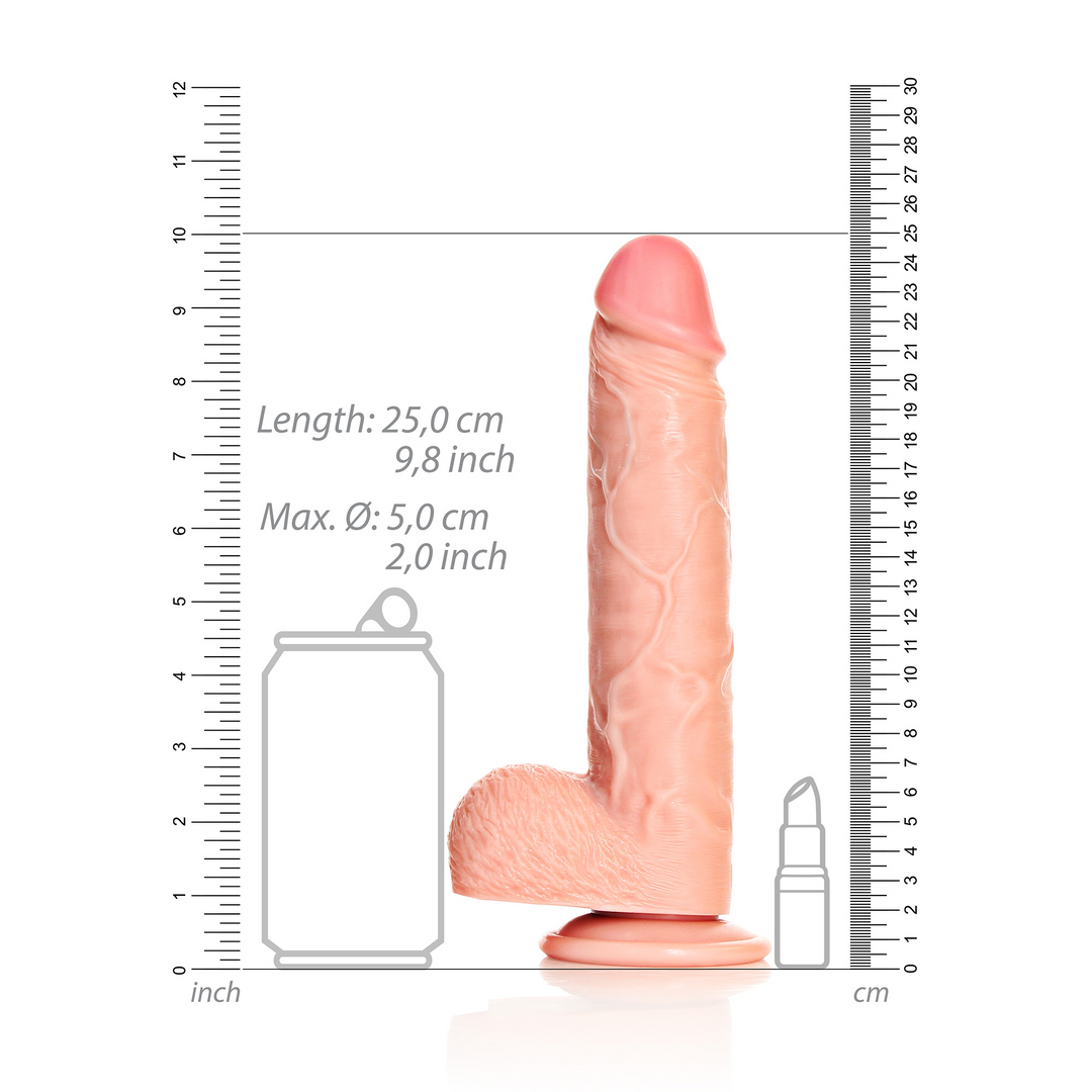 Gerader realistischer Dildo mit Balls und Saugnapf - 9 / 23 cm
