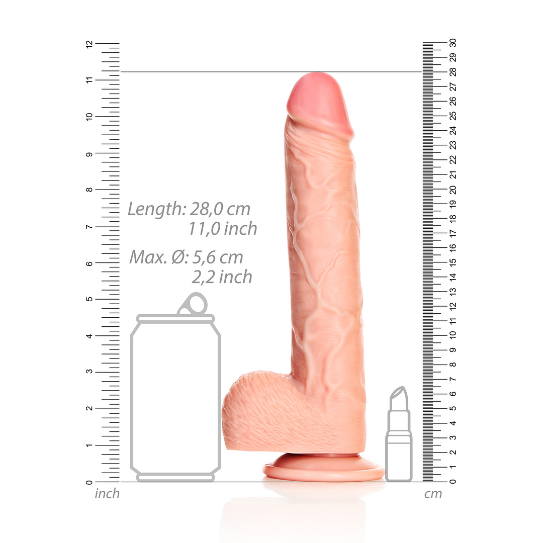 Gerader realistischer Dildo mit Kugeln und Saugfuß - 10 / 25,5 cm