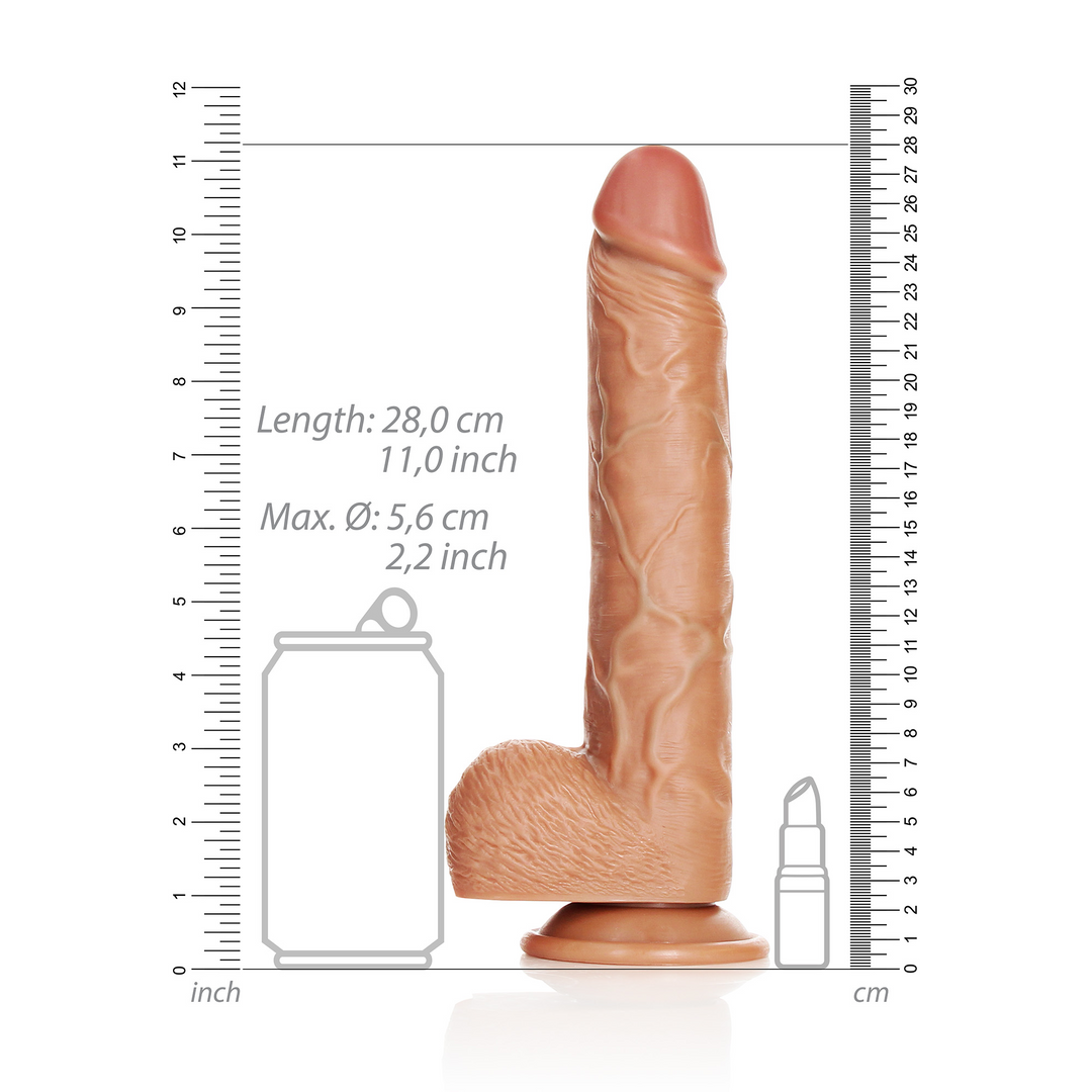 Gerader realistischer Dildo mit Ballen und Saugnapf - 10 / 25,5 cm