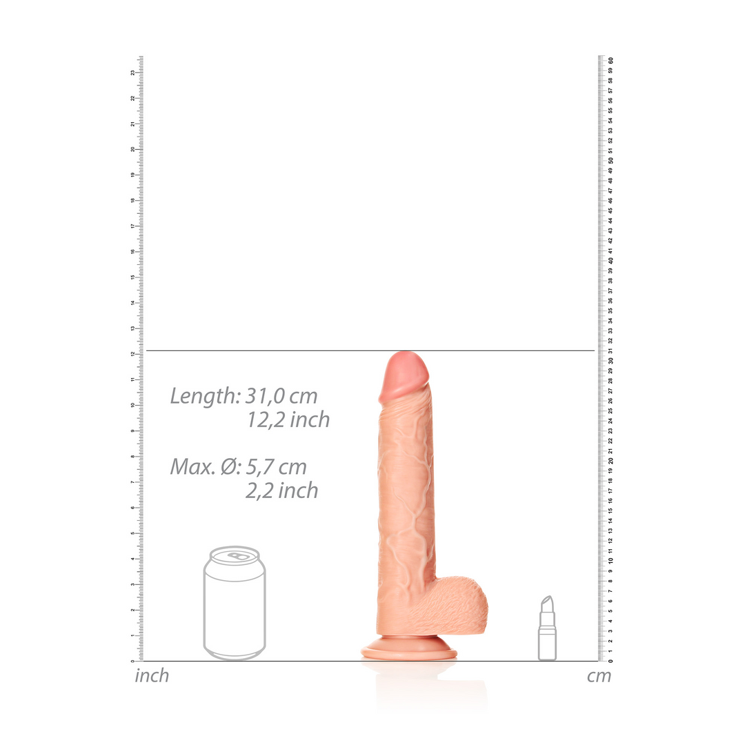 Gerader realistischer Dildo mit Balls und Saugfuß - 11 / 28 cm