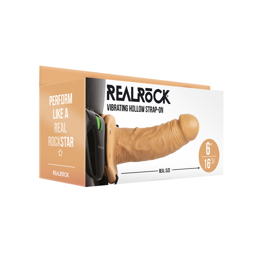 Vibrierender Hohlstrap-On ohne Kugeln - 6 / 15,5 cm