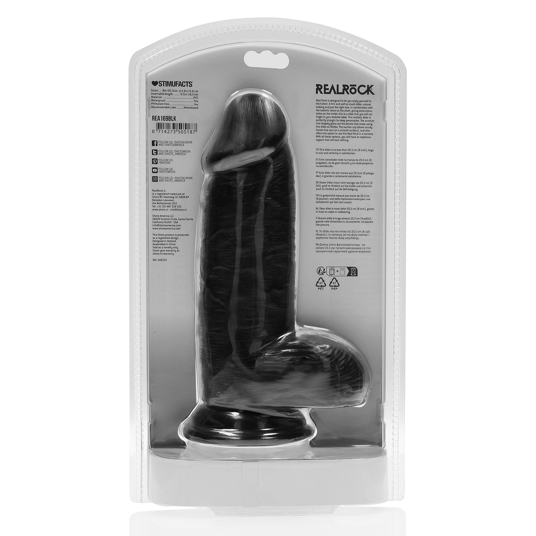Extra Dick Gerade mit Kugeln 8 / 20,3 cm - Schwarz